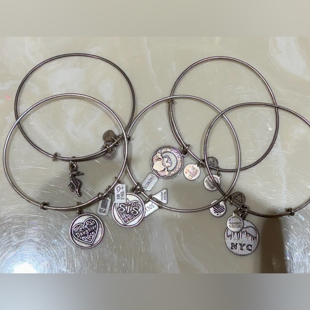Alex and Ani and Wind &. Fire silver bangle bracelets -OS combo